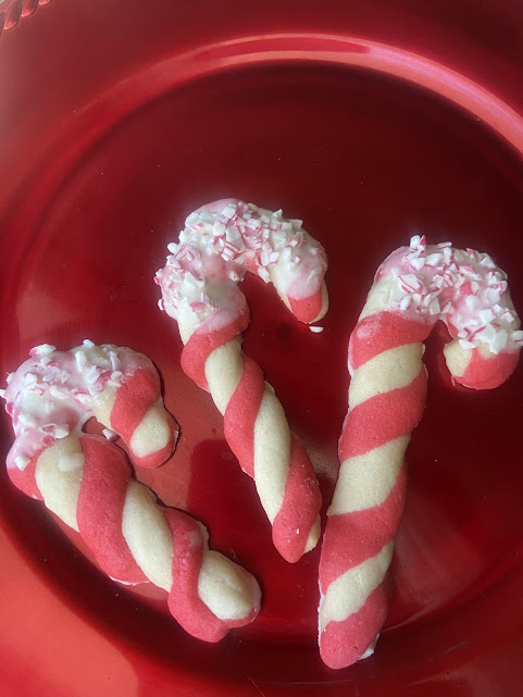Red and white peppermint candy cane cookies
