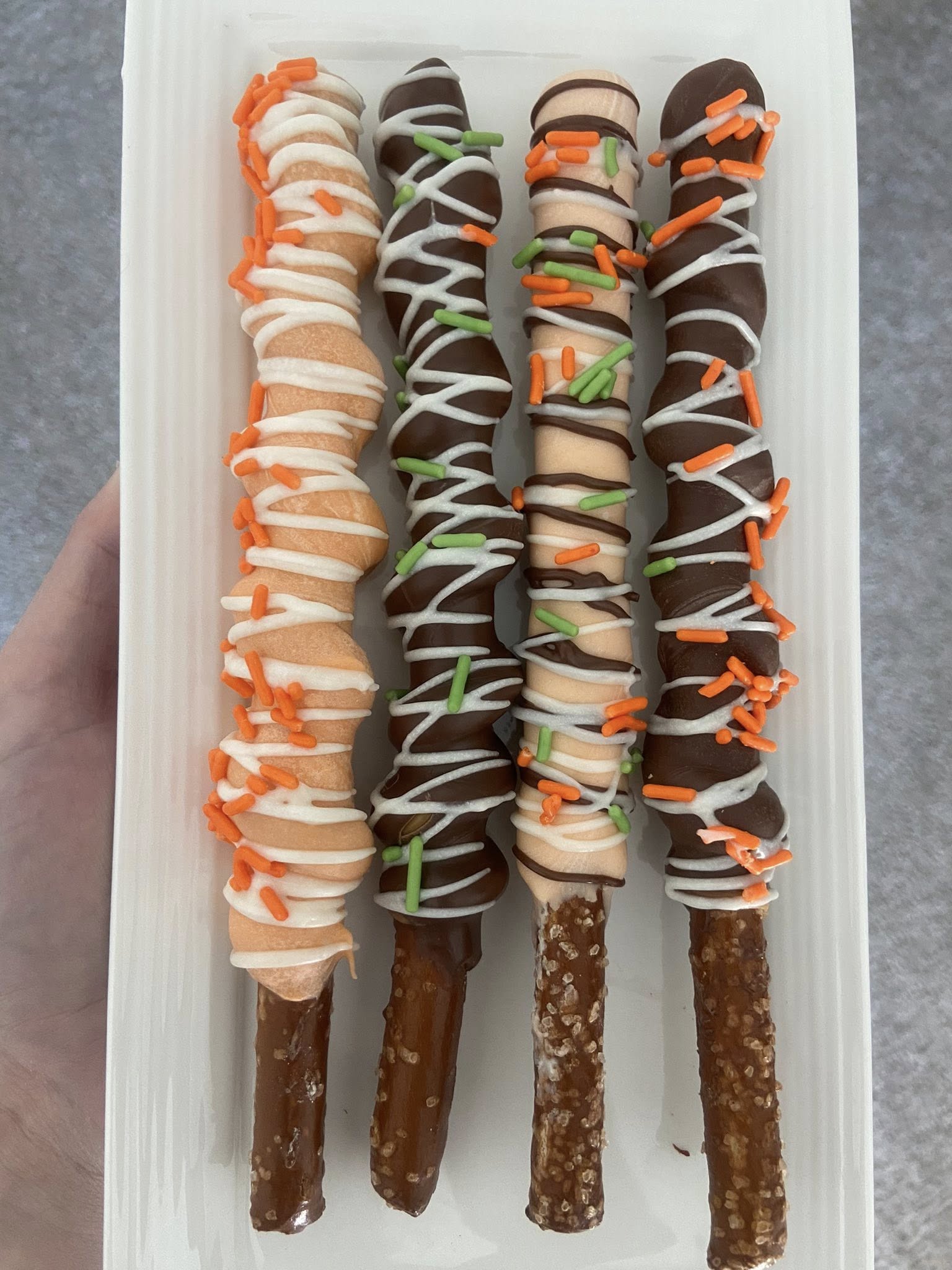 Chocolate dipped pretzels