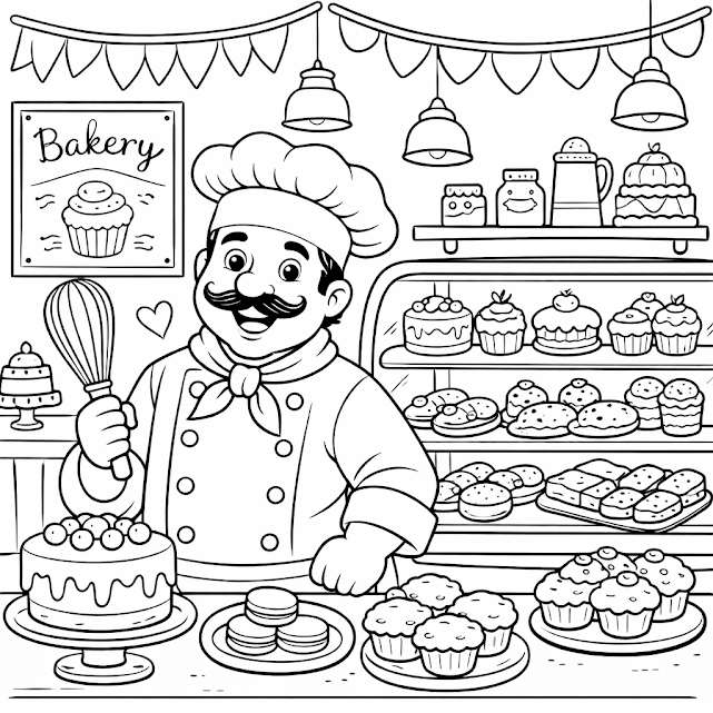 Inside Bakery Man Coloring Page