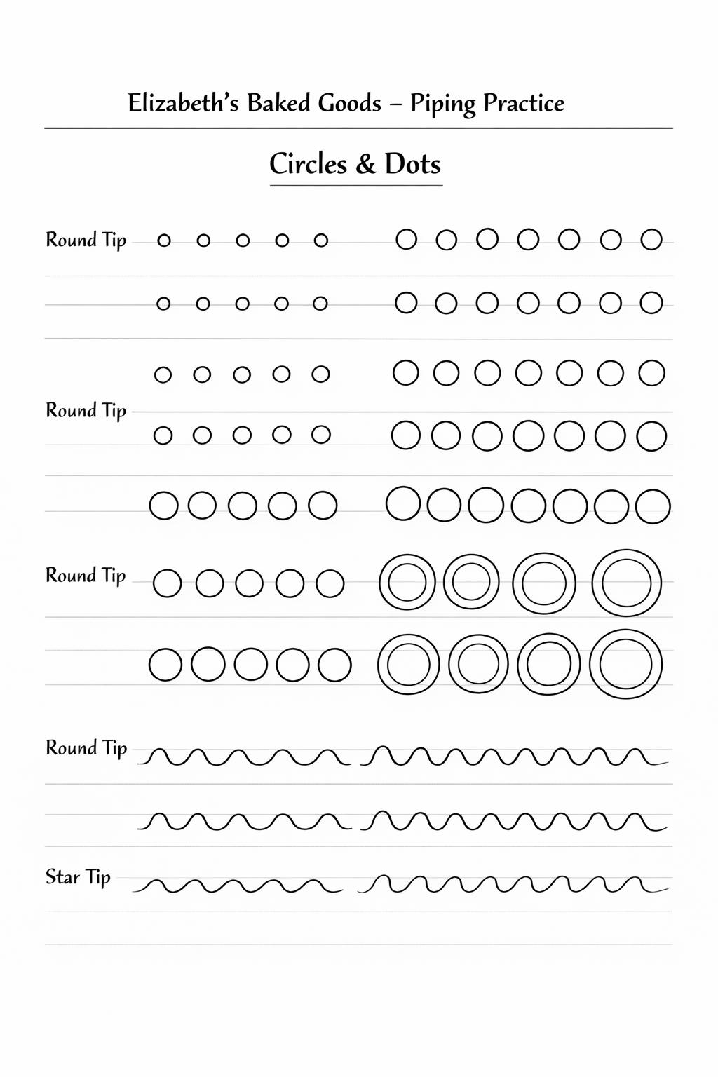 Piping practice sheet for circles